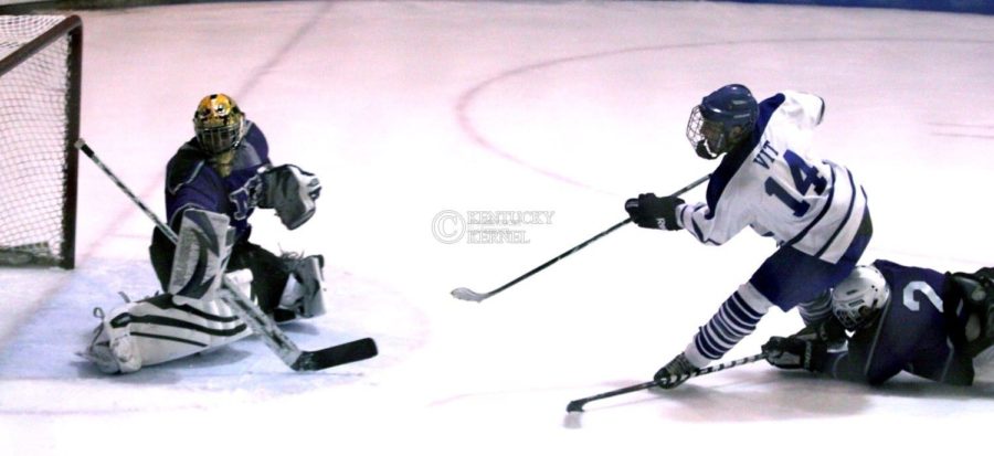 Sophomore forward Taylor Vit attempts for a goal in Saturday night's 5-4 overtime win versus Niagra.