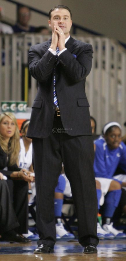 UK+womens+basketball+head+coach+Matthew+Mitchell+looks+on+as+his+team+plays+Ole+Miss+at+Memorial+Coliseum+on+Thursday%2C+Feb.+4%2C+2010.+Photo+by+Scott+Hannigan