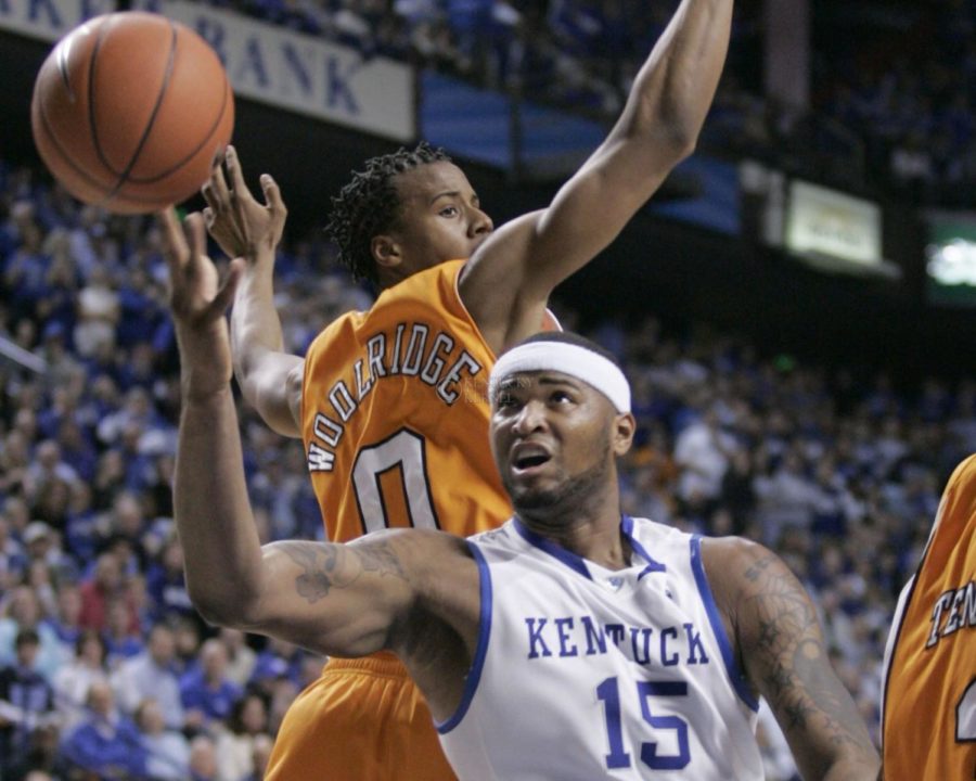 Freshman+forward+DeMarcus+Cousins+attemps+a+layup%2C+but+is+fouled+by+a+Tennessee+defender+during+the+second+half+of+the+game+at+Rupp+Arena+on+Saturday.+Photo+by+Zach+Brake