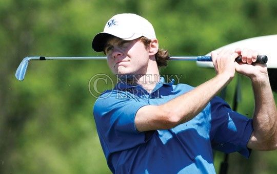 University of Kentucky mens golf team member Chase Parker watches his ball as he practices at University Club of Kentucky on Wednesday, April 28, 2010. Photo by Latara Appleby