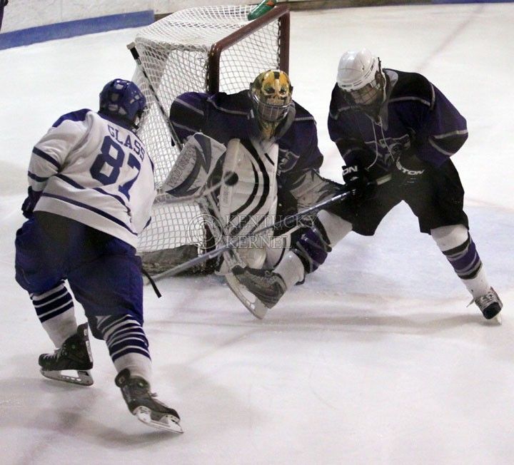 Freshman Billy Glass attempts for a goal during the hockey game Saturday night versus Niagra.