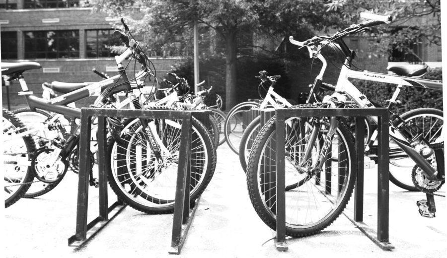 Bicycles+stand+in+racks+near+the+Funkhouser+building+on+Central+Campus%2C+August+20%2C+2010.+Photos+by+Brandon+Goodwin