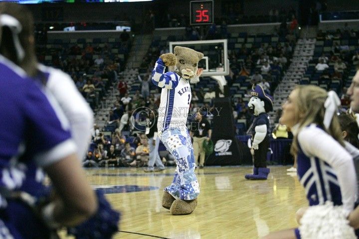 Wildcat does the John Wall dance during the first half of UK's first round 100-71 win over East Tennessee State in the NCAA tournament at New Orleans Arena on Thursday, March 18, 2010. Photo by Britney McIntosh