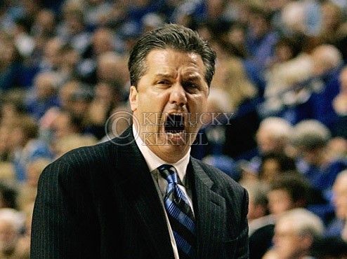 UK mens basketball head coach John Calipari yells at his team in the second half of UKs win over Louisville at Rupp Arena on Saturday, Jan. 2, 2010. Photo by Britney McIntosh