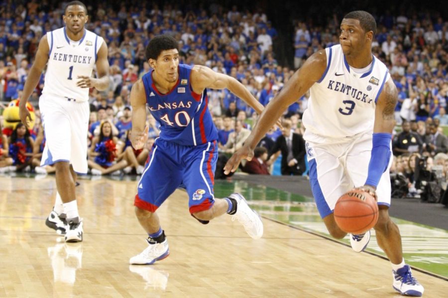 Terrence Jones in possession during the second half of the championship game of the NCAA Tournament between the University of Kentucky and Kansas University, in the Superdome, on Monday, April 2, 2012 in New Orleans, La. Kentucky won 67-59 Photo by Latara Appleby