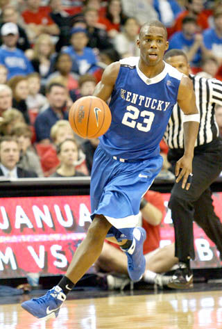 Junior Jodie Meeks drives the ball during UKs game against Georgia on Sunday. Meeks finished the game with 22 points. Photo by Zack Brake