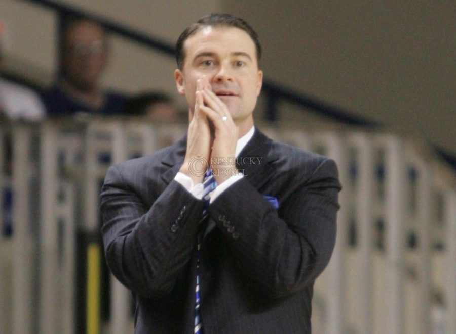 UK women's basketball head coach Matthew Mitchell looks on as his team plays Ole Miss at Memorial Coliseum on Thursday, Feb. 4, 2010. Photo by Scott Hannigan