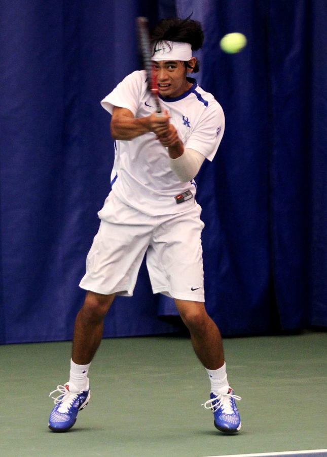 Kevin+Lai+Freshman+Kevin+Lai+takes+a+shot+for+UK+mens+tennis+in+the+Cats+4-0+win+over+Western+Michigan+in+the+first+round+of+the+2013+NCAA+Tournament+at+Hilary+J.+Boone+Tennis+Center+in+Lexington%2C+Ky.%2C+on+Friday%2C+May+10%2C+2013.+Photo+by+Chet+White