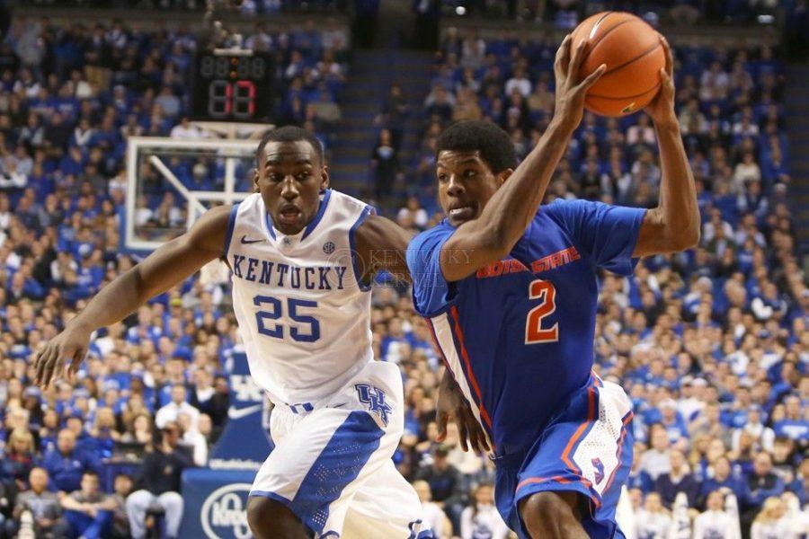 UK guard Dominique Hawkins rushing after Boise State guard Derrick Marks during the second half of the UK basketball game vs. Boise State on Tuesday, December 10, 2013, in Lexington, Ky. Photo by Kalyn Bradford