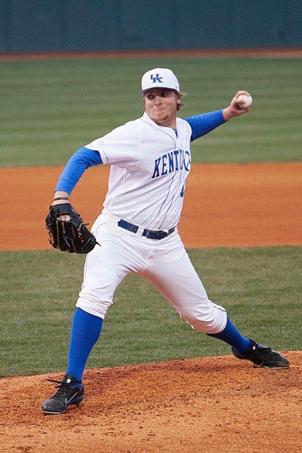 UK+pitcher+A.J.+Reed+during+the+UK+vs+Alabama+baseball+game+at+the+Cliff+Hagan+Stadium+on+March+22%2C+2013.+Photo+by+Adam+Chaffins