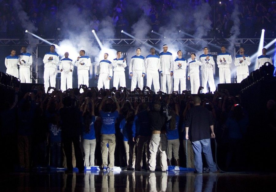 The+mens+basketball+team+at+Big+Blue+Madness+at+Rupp+Arena+in+Lexington%2C+Ky.%2C+on+Friday%2C+October+18%2C+2013.+Photo+by+Emily+Wuetcher