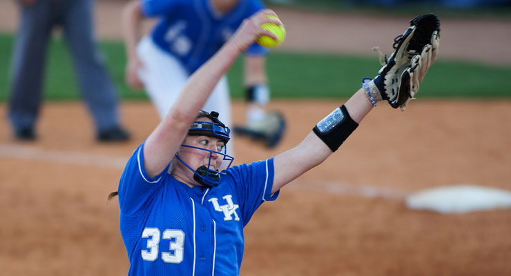 Kentucky+pitcher+Kelsey+Nunley+during+the+game+between+the+University+of+Kentucky+softball+team+vs.+University+of+Arkansas+at+John+Cropp+Stadium+in+Lexington%2C+Ky.%2Con+Saturday%2C+April+19%2C+2014.+Photo+by+Michael+Reaves