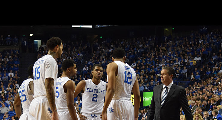 Coach+John+Calipari+huddles+the+white+platoon+during+the+first+half+of+the+mens+basketball+game+against+Alabama+on+Saturday%2C+January+31%2C+2015+in+Lexington%2C+Ky.+Photo+by+Hunter+Mitchell
