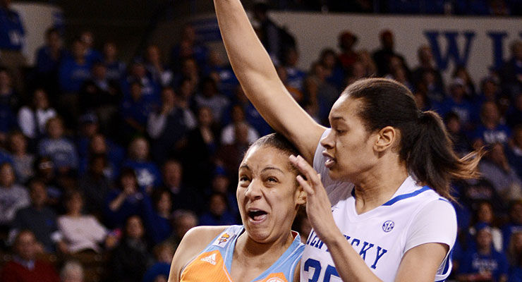 Kentucky+forward+Alexis+Jennings+guards+the+basket+while+Tennessee+forward+Cierra+Burdick+%2811%29+drives+the+ball+during+the+second+half+of+the+Kentucky+Hoops+versus+Tennessee+Vols+at+Memorial+Coliseum+in+Lexington%2C+Ky.%2C+on+Thursday%2C+January+29%2C+2015.+Kentucky+loses+72-73.+Photo+by+Caleb+Gregg
