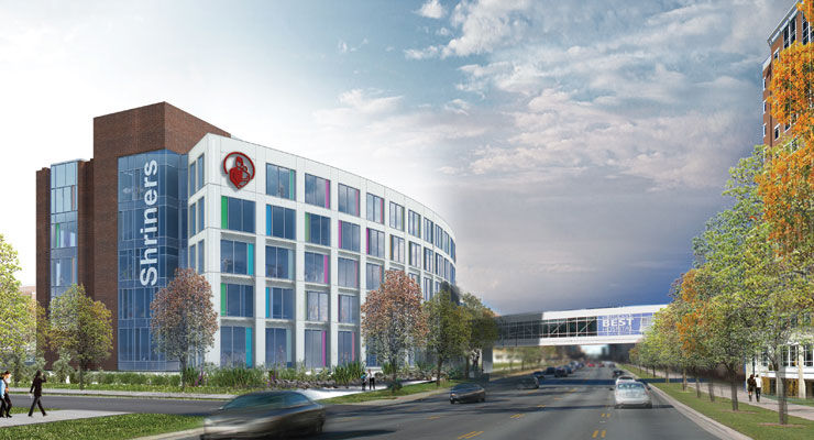 The+new+Shriners+Hospitals+for+Children+Medical+Center+on+UKs+campus+will+be+at+the+corner+of+Conn+Terrace+and+South+Limestone+Street.+Rendering+provided+by+UK+Public+Relations.