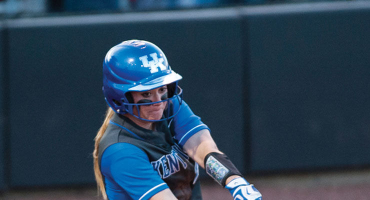 UK+Infielder+Nikki+Sagermann+swings+at+a+ball+at+the+plate+during+the+UK+vs+UL+softball+game+in+Louisville+on+Wednesday+April+1%2C+2015.+Photo+by+Austin+Lassell