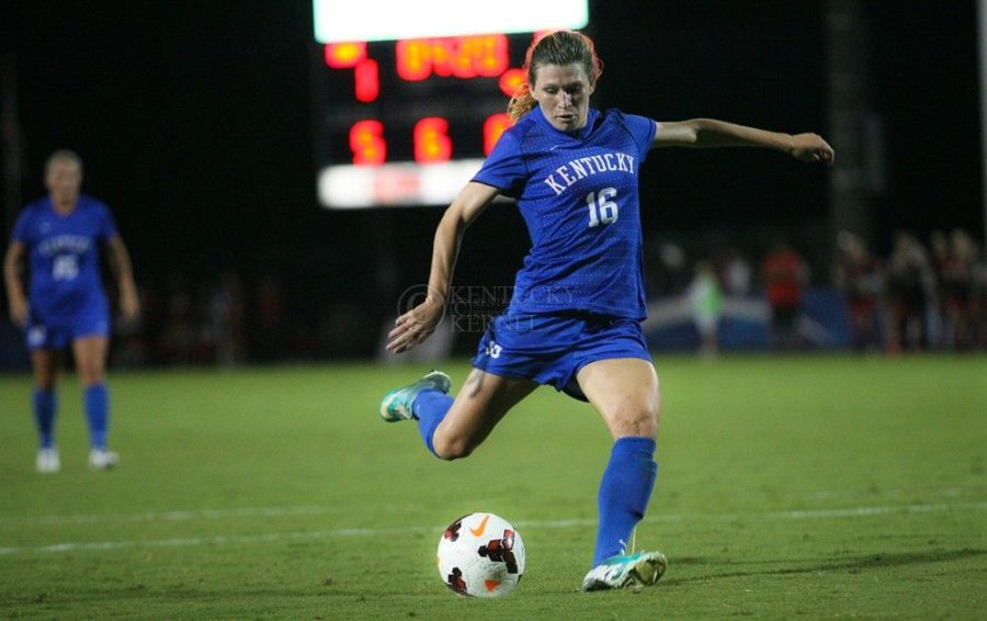 Junior+defender+Arin+Gilliland+scores+during+a+penalty+kick+in+Lexington%2C+Ky.%2C+on+Friday%2C+September+6%2C+2013.+Photo+by+Michael+Reaves