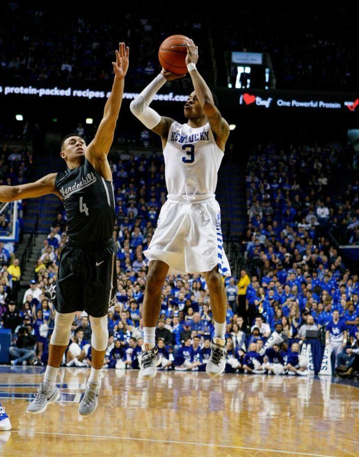 UK guard Tyler Ulis, shoots for 2 during the game against Vanderbilt at Rupp Arena in Lexington, Ky. on Saturday, January 23, 2016. Photo by Josh Mott | Staff.