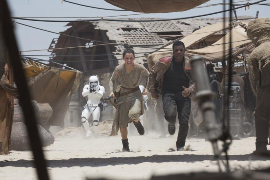Daisy Ridley and John Boyega in Star Wars: The Force Awakens. (Photo courtesy Lucasfilm)