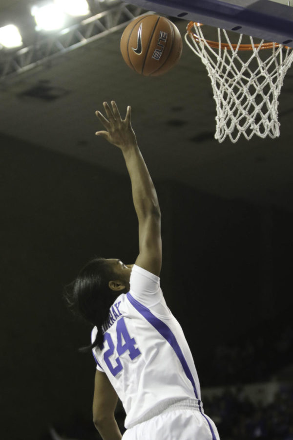 Freshman guard Taylor Murray (24) shoots a layup during the game against the Auburn Tigers on Sunday, January 17, 2016 in Lexington,. Kentucky won the game 54-47. Photo by Hunter Mitchell | Staff