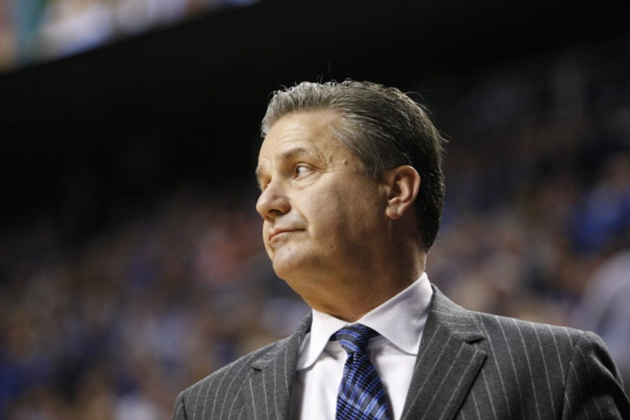 UK Head Coach John Calipari looks out to the court during the UK Mens Basketball vs. Florida Gators game at Rupp Arena. Saturday, February 6, 2016 in Lexington, Ky. UK defeated Florida 80 - 61