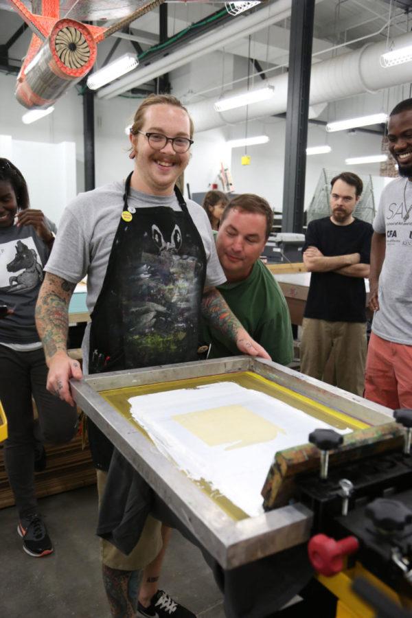 Printmaking during the Grand Opening of the Art and Visual Studies Building in Lexington, ky. on Tuesday, September 8, 2015. Photo by Lydia Emeric | Staff.