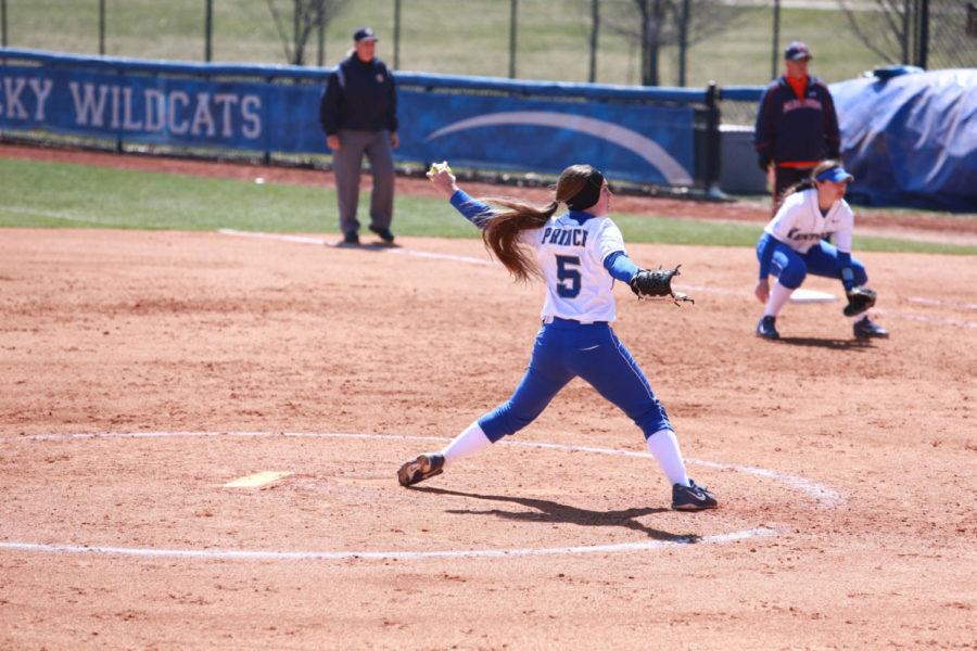 UK+pitcher%2C+5%2C+Meagan+Prince%2C+led+the+Cats+to+their+shutout+victory.+Photo+by+Kalyn+Bradford+%7C+Staff