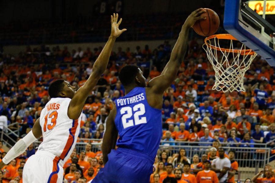 Forward Alex Poythress dunks the ball first half of the game against the Florida Gators at the OConnell Center on Tuesday, March 1, 2016 in Gainesville, Fl. Kentucky defeated Florida 88-79.