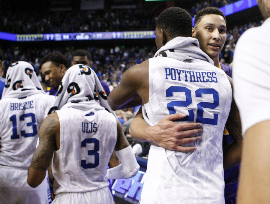 Forward+Alex+Poythress+of+the+Kentucky+Wildcats+shakes+hands+after+the+game+against+the+LSU+Tigers+at+Rupp+Arena+on+March+4%2C+2016+in+Lexington%2C+Kentucky.+Photo+by+Taylor+Pence