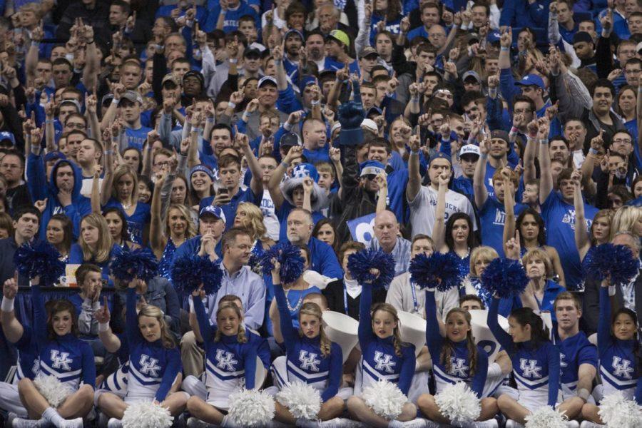 UK+student+section+during+the+University+of+Kentucky+mens+basketball+game+vs.+Mississippi+State+at+Rupp+Arena+in+2014.