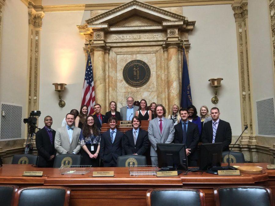 UK political science Professor Richard Waterman attends the State Capitol in Frankfort with students in the Kentucky Legislative Internship Program. The students used their time in Frankfort to create the Frankfort Focus Wikia. 