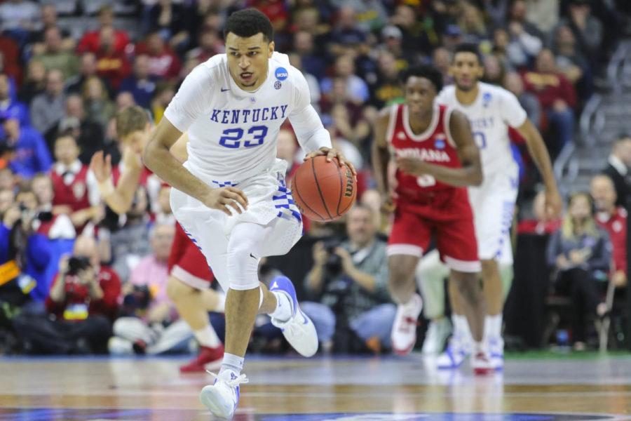 Guard+Jamal+Murray+of+the+Kentucky+Wildcats+drives+down+the+court+during+the+NCAA+Tournament+second+round+game+against+the+Indiana+Hoosiers+at+Wells+Fargo+Arena+on+Saturday%2C+March+19%2C+2016+in+Des+Moines%2C+Iowa.+Kentucky+fell+to+Indiana+73-67.+Photo+by+Michael+Reaves+%7C+Staff.