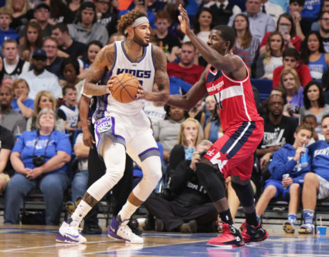 Willie Cauley-Stein looks to pass during the Sacramento Kings game against the Washington Wizards on Saturday, October 15, 2016 in Lexington, Ky.