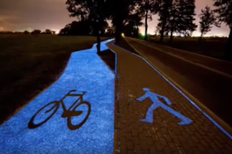 Glow in the dark sidewalk