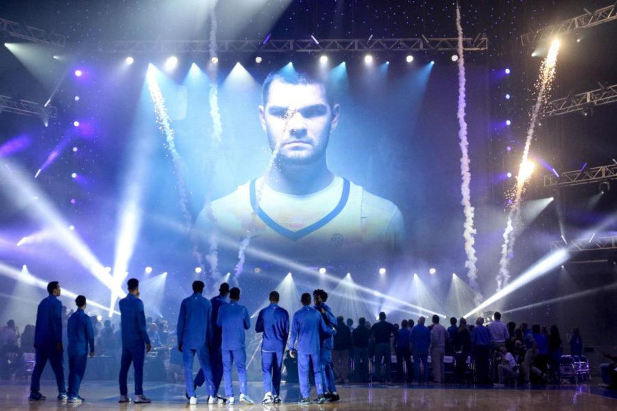 Isaac Humphries is introduced during Big Blue Madness on Friday, October 14, 2016 at Rupp Arena in Lexington, Ky..