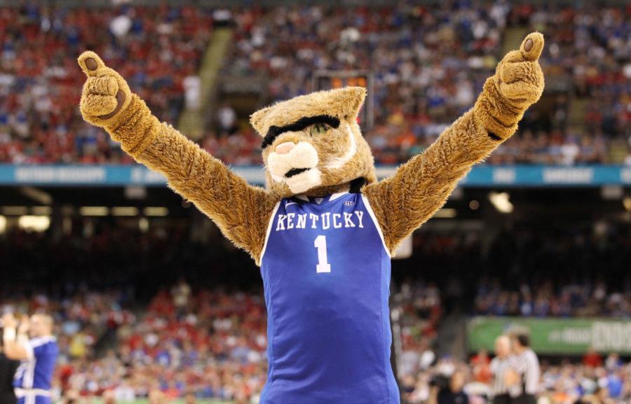 The University of Kentucky mascot had a unibrow during the second half of the Final Four of the NCAA Tournament, between the University of Kentucky and the University of Louisville, in the Superdome, on Saturday, March 31, 2012 in New Orleans, La. UK won 69-61, advancing to the championship game. Photo by Latara Appleby | Staff