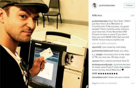 Justin Timberlake ballot selfie