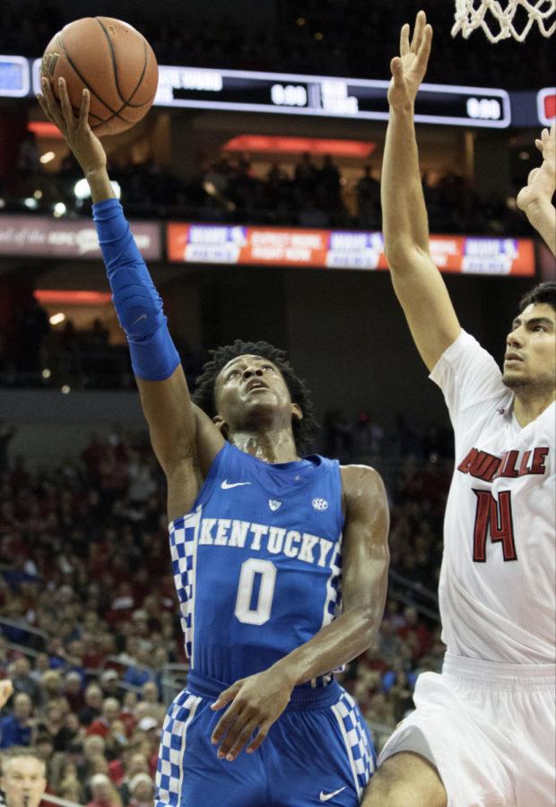 Freshman+guard+DeAaron+Fox+goes+up+for+a+layup+during+the+game+against+the+Louisville+Cardinals+on+Wednesday%2C+December+21%2C+2016+in+Louisville%2C+Ky.+Louisville+won+the+game+73-70.