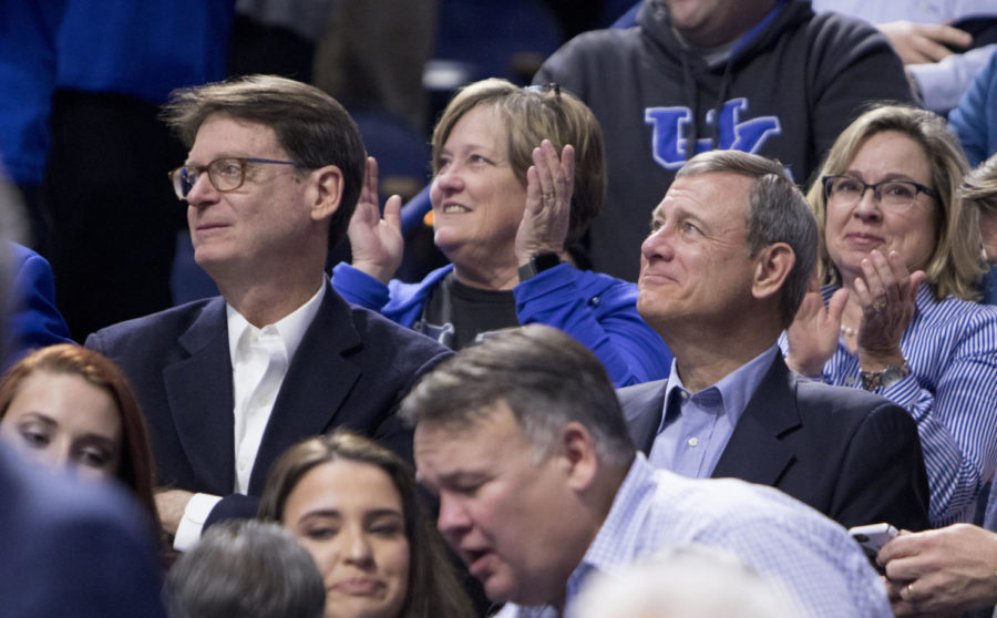The United States Chief Justice, John Roberts, made an appearance during Kentuckys game against Georgia at Rupp Arena in Lexington, Ky. on Tuesday, Jan. 31. Photo by Josh Mott | Staff.