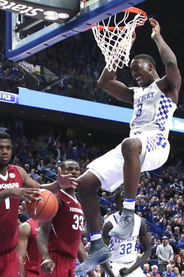 Kentuckys+Bam+Adebayo+finishes+the+put+back+slam+during+the+second+half+of+the+game+against+the+Arkansas+Razorbacks+at+Rupp+Arena+on+Saturday%2C+January+7%2C+2017+in+Lexington%2C+KY.+Photo+by+Addison+Coffey+%7C+Staff.