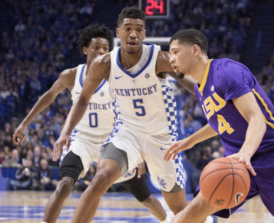 Kentucky+guard%2C+Malik+Monk+on+defense+during+the+game+against+LSU+at+Rupp+Arena+in+Lexington%2C+Ky.+on+Tuesday%2C+February+7%2C+2017.+Photo+by+Josh+Mott+%7C+Staff.
