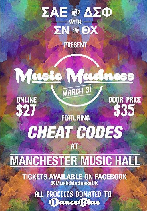 Four UK fraternities are participating in Music Madness on March 31 in Manchester Music Hall.