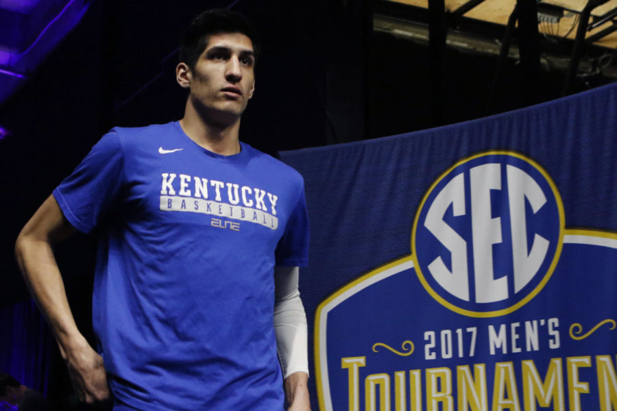 Senior+forward+Derek+Willis+walks+out+onto+the+court+prior+to+the+semifinal+game+of+the+SEC+Tournament+against+the+Alabama+Crimson+Tide+on+Saturday%2C+March+11%2C+2017+in+Nashville%2C+Ky.+Kentucky+won+the+game+79-74.