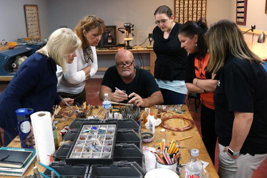 Instructor Dwayne Cobb teaches a jewelry making class in his studio on Tuesday, Sept. 12, 2017 in Lexington, Kentucky. Cobb has been teaching this class off and on for about 10 years. The University of Kentucky doesnt have jewelry facilities so he teaches at his own studio. Kene Amadife | Staff