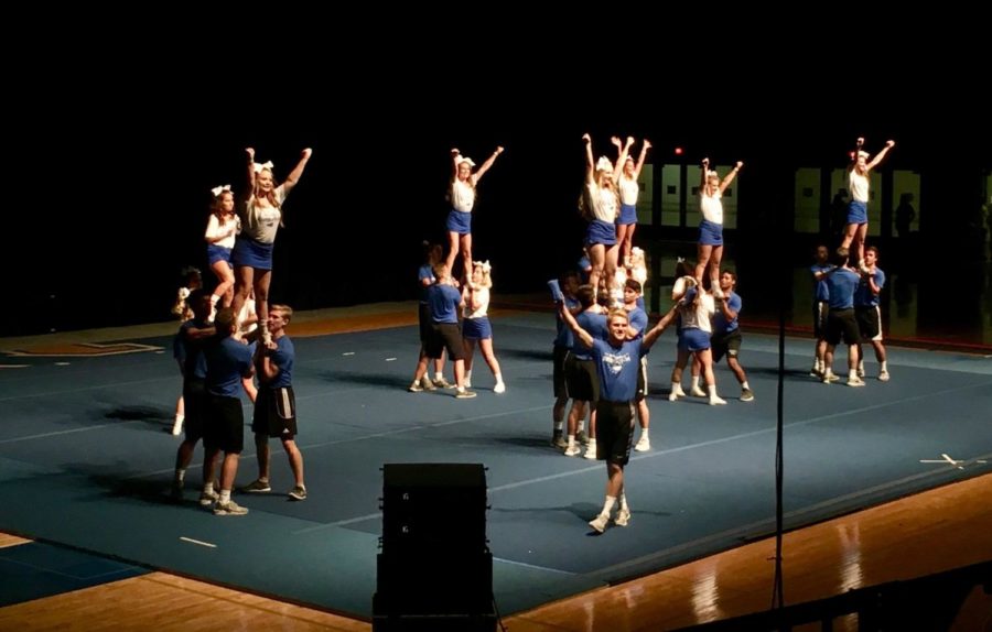 Beta Theta Pi and Kappa Delta perform a halftime show at philanthropy event Bring It On at Memorial Coliseum on Oct. 15. 