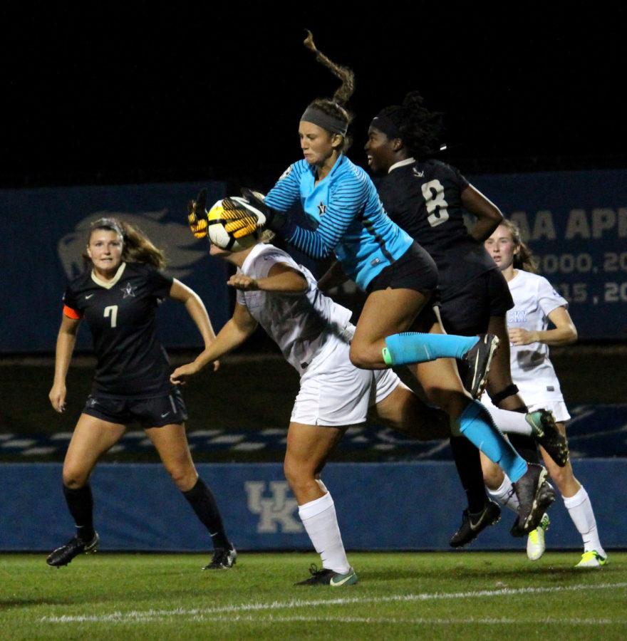 Sophomore+goalkeeper+Taiana+Tolleson+during+the+game+against+Vanderbilt+on+Thursday%2C+October+5%2C+2017+in+Lexington%2C+Ky.+Kentucky+was+defeated+0+to+2.+Photo+by+Kaitlyn+Gumm%7C+Staff