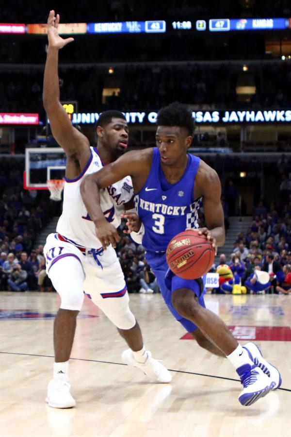Hamidou+Diallo+%233+of+the+Kentucky+Wildcats+drives+down+the+lane+during+the+game+against+Kansas+on+Wednesday%2C+November+15%2C+2017+in+Lexington%2C+Ky.+Kansas+defeated+Kentucky+65-61.+Photo+by+Carter+Gossett+%7C+Staff