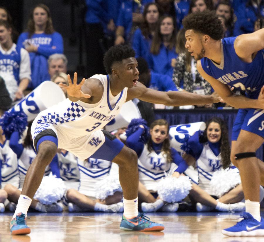 Kentucky+freshman+guard+Hamidou+Diallo+guards+Thomas+More+junior+forward+Ralph+Stone+during+the+game+against+Thomas+More+at+Rupp+Arena+on+Friday%2C+October+27%2C+2017+in+Lexington%2C+Ky.+Kentucky+won+103+to+61.+Photo+by+Arden+Barnes+%7C+Staff