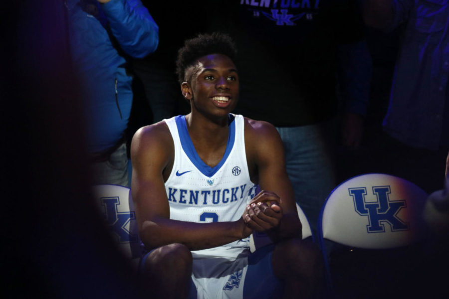 Redshirt+freshman+guard+Hamidou+Diallo+smiles+while+being+introduced+during+the+game+against+Utah+Valley+on+Sunday%2C+November+12%2C+2017+in+Lexington%2C+Ky.+Kentucky+won+the+game+73-69.+Photo+by+Hunter+Mitchell.