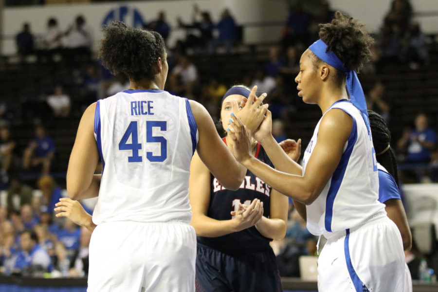 Kentucky+center+%2345+Alyssa+Rice+celebrates+a+layup+during+the+game+against+Southern+Indiana+on+Sunday%2C+November+5%2C+2017+in+Lexington%2C+Ky.+Photo+by+Chase+Phillips+%7C+Staff